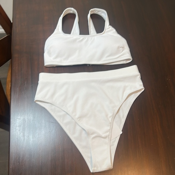 iSwaves Ribbed Bikini Sets Scoop Neck Cheeky Swimsuit Adjustable Straps Textured - Picture 12 of 13